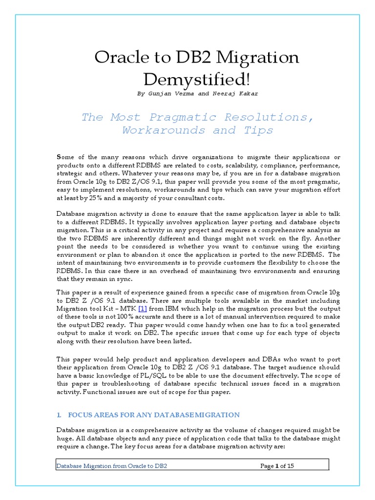 Database Migration From Oracle To DB2-20120314pdf PDF | PDF ...