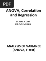 ANOVA, Correlation and Regression: Dr. Faris Al Lami MB, CHB PHD FFPH