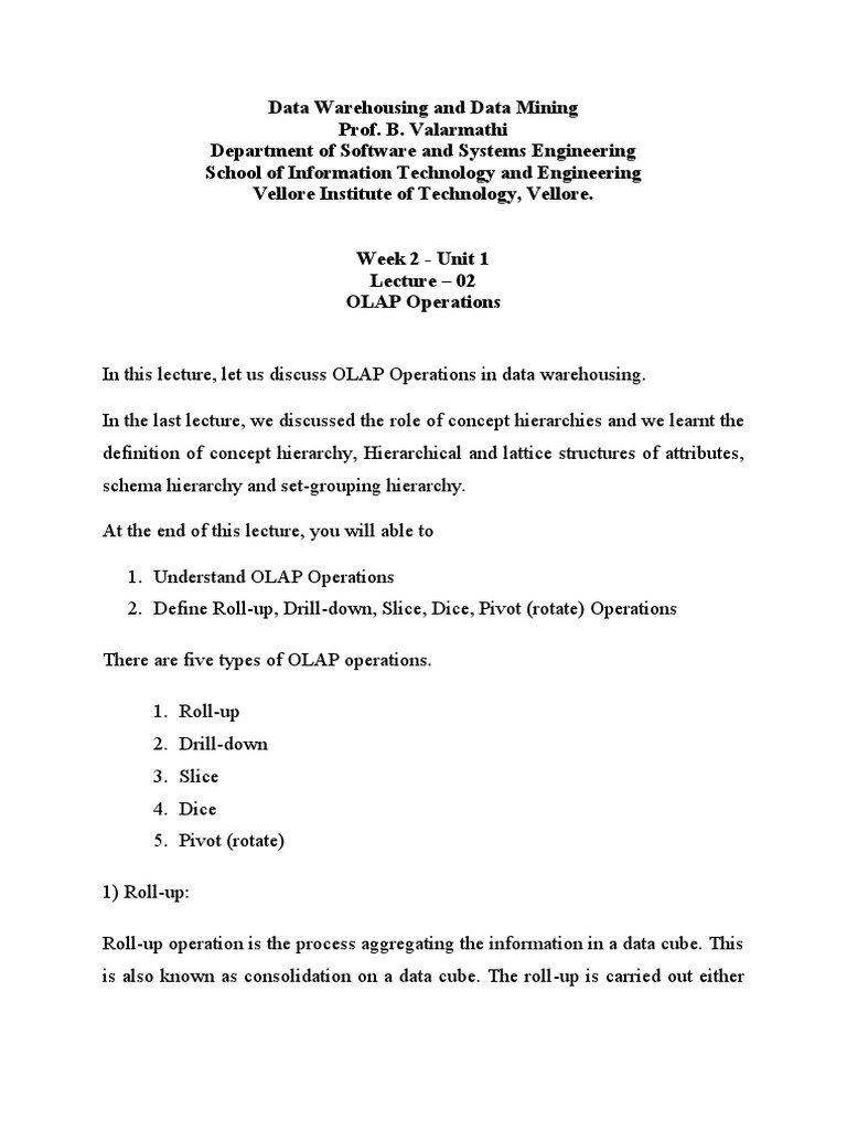 Understanding OLAP Operations RollUp, DrillDown, Slice, Dice, and