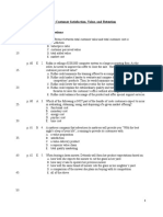 Chapter 3 - Building Customer Satisfaction, Value, and Retention Multiple Choice Questions