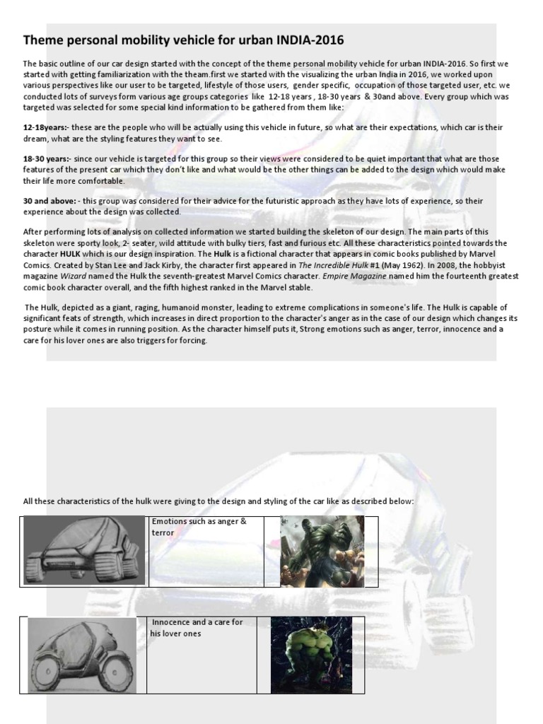 Urban Personal Mobility Vehicle Design | PDF