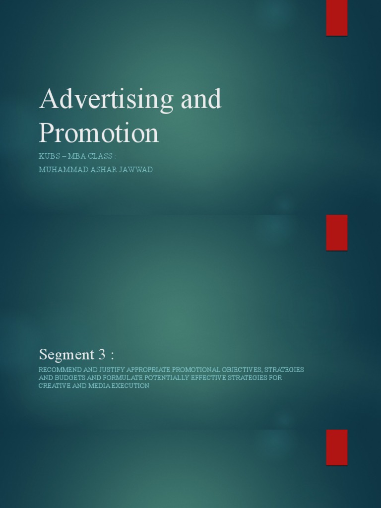 Promtional Objectives Strategies Objectives & Budgets Session 3 | PDF ...