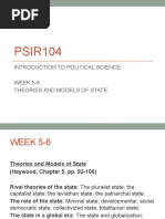 PSIR104: Introduction To Political Science WEEK 5-6 Theories and Models of State