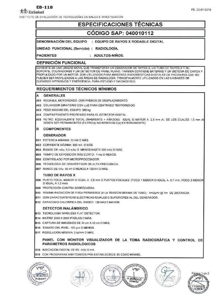 EB-118 Equipo de Rayos X Rodable Digital | PDF