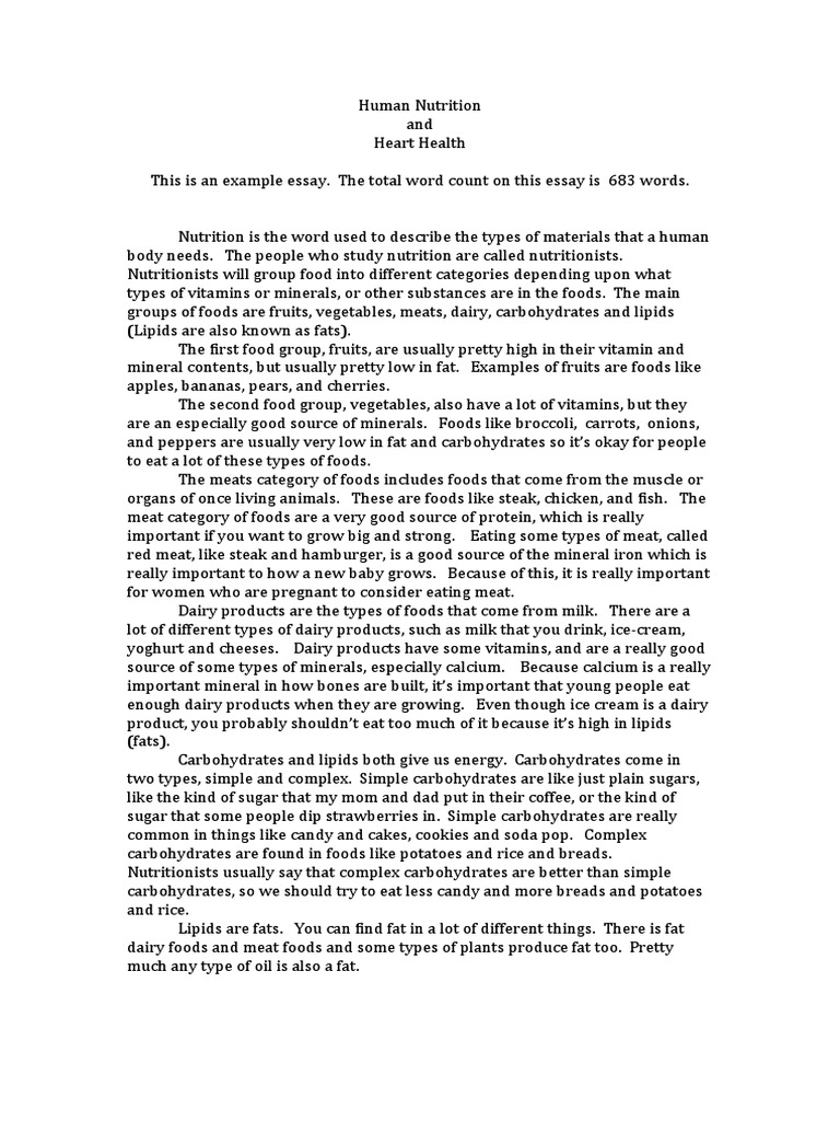 Human Nutrition Essay | PDF