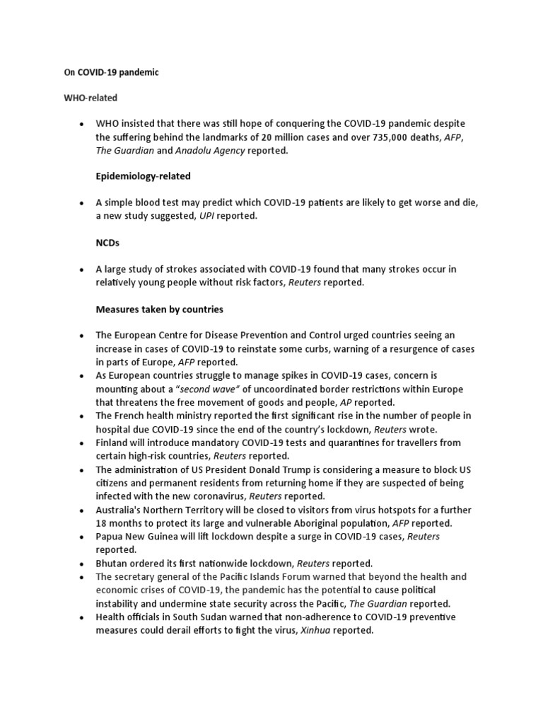 WHO Media Monitoring - 11 August 2020 | PDF | World Health Organization ...
