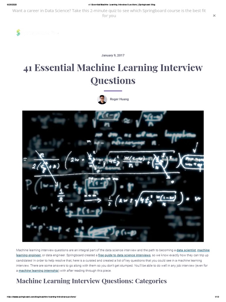 41 Essential Machine Learning Interview Questions - Springboard Blog ...