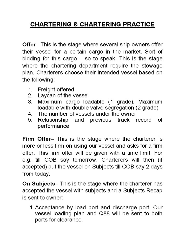 Chartering & Chartering Practice PDF Cargo Indemnity