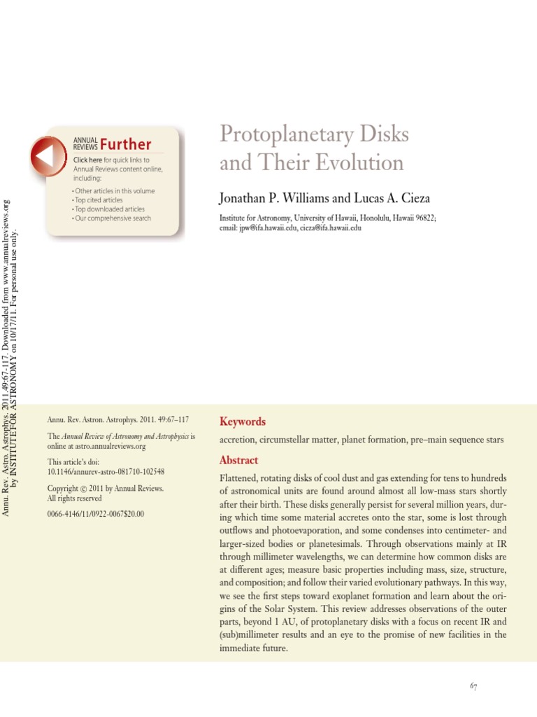 Protoplanetary Disks and Their Evolution: Further | PDF | Stars | Star