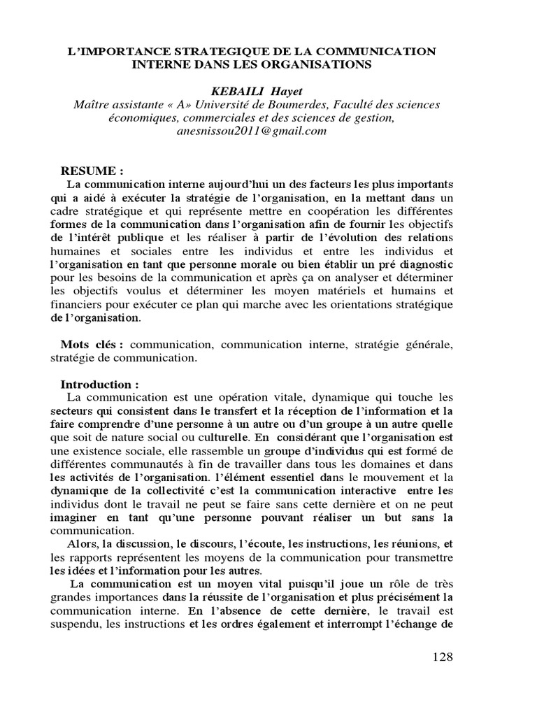 Importance de la communication interne | PDF | Promotion (marketing ...