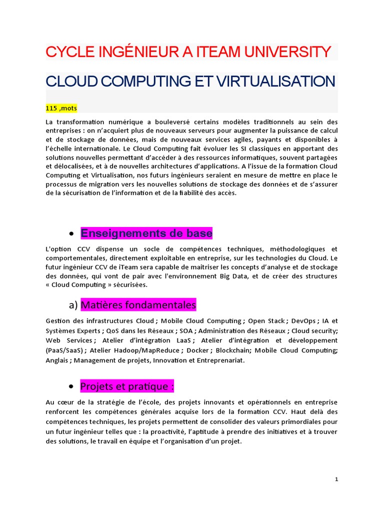 Formation Cloud Computing et Virtualisation | PDF | Cloud computing ...