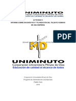 Actividad 2 Informe Sobre Diagnóstico y Planeación Del Talento Humano de Una Empresa