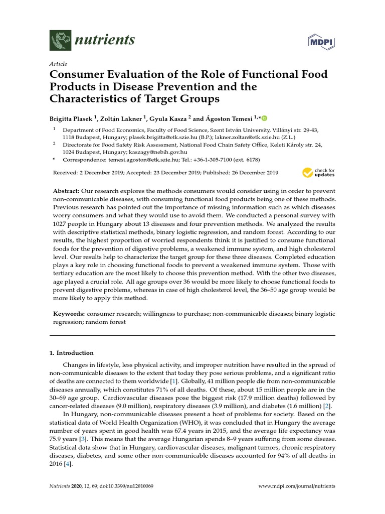 Nutrients 12 00069 | PDF | Dietary Supplements | Non Communicable Disease