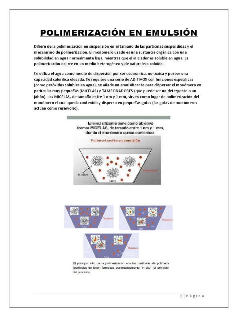 Polimerización en Emulsión: Proceso y Ventajas | PDF | Polímeros ...