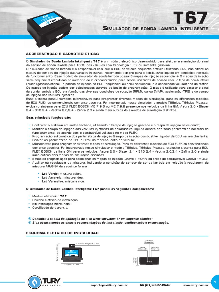 Simulador de Sonda Lambda T67: Manual | PDF | Injeção eletrônica ...