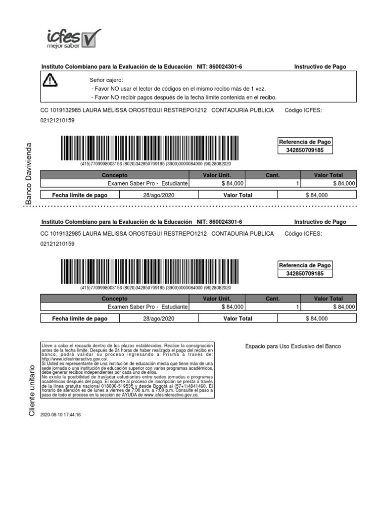 Instructivo de Pago Examen Saber Pro | PDF | Aprendizaje | Business
