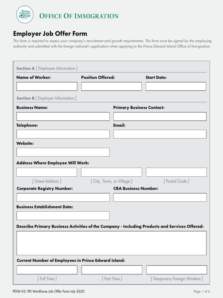 Peiw 02 Workforce Job Offer Form | PDF | Employment | Government