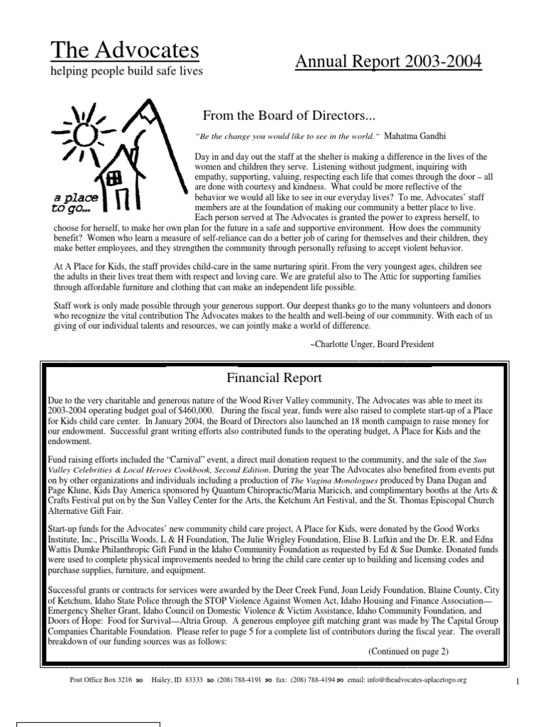 Advocates Annual Report 2003-2004 | PDF | Violence | Domestic Violence
