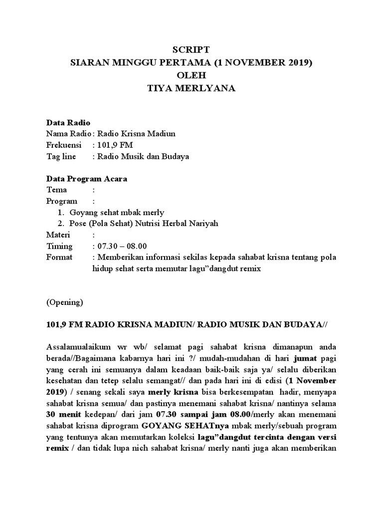 Nutrisi Herbal Nariyah di Radio Krisna | PDF