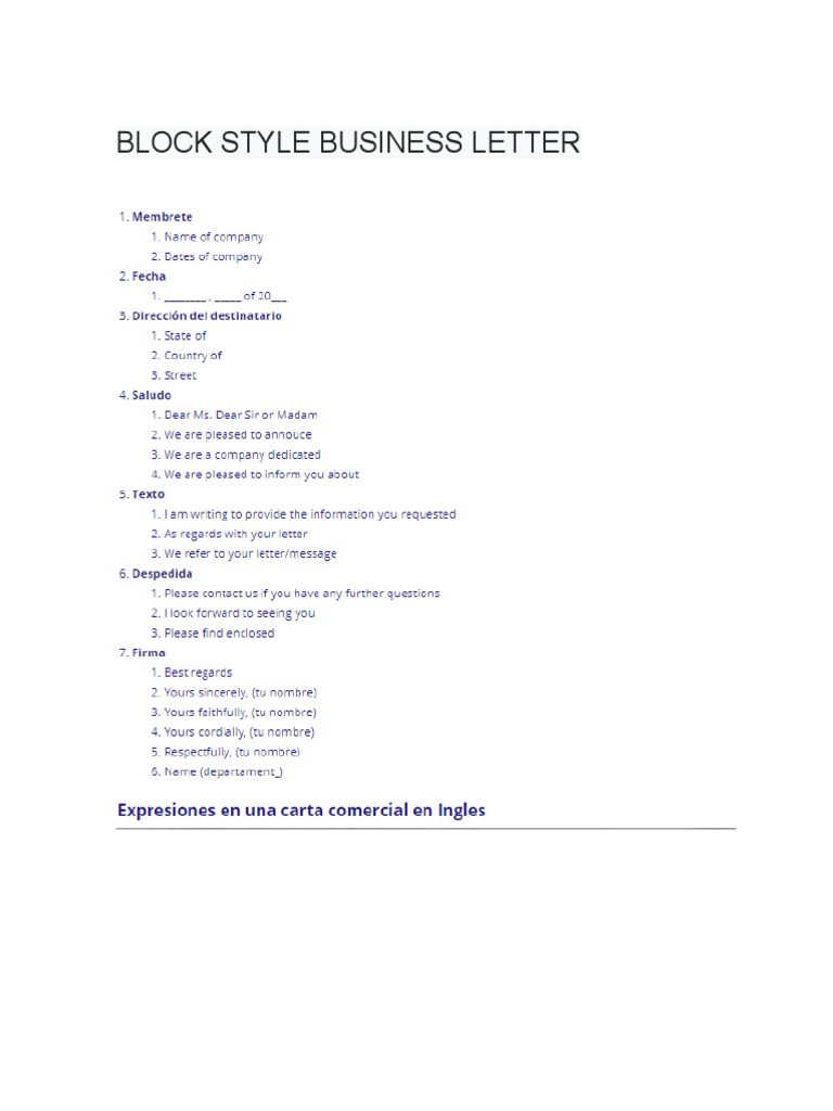 Block Style Business Letter | PDF