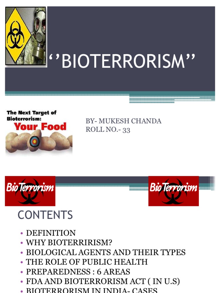 Biosafety and Regulations Presentation On Bioterrorism Bioterrorism