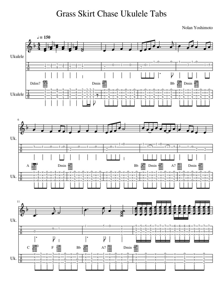 Grass Skirt Chase Ukulele Tabs Spongebob PDF