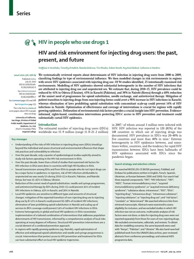 HIV Risks for Injecting Drug Users | PDF | Epidemiology Of Hiv/Aids ...