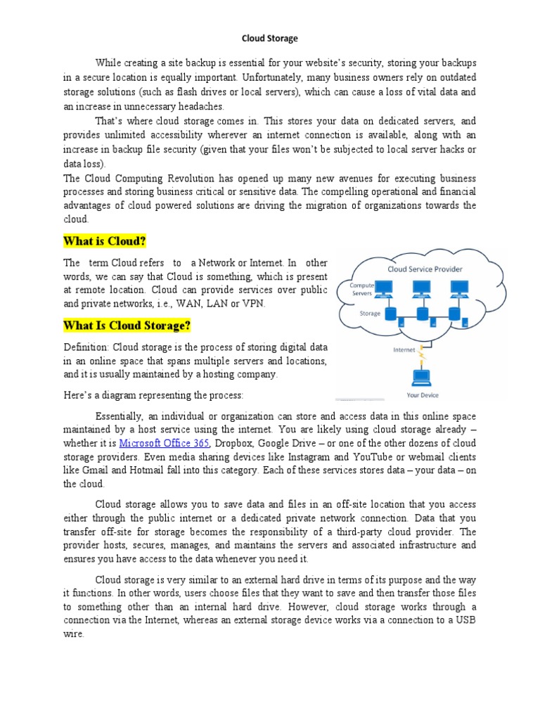 Cloud Storage Cloud Computing Computer Data Storage