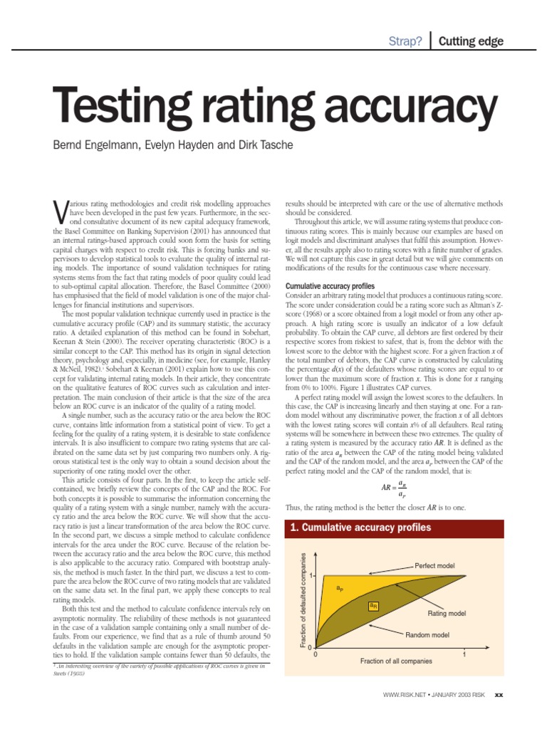 Accuracy Ratio in Rating Models | PDF | Standard Deviation | Receiver ...
