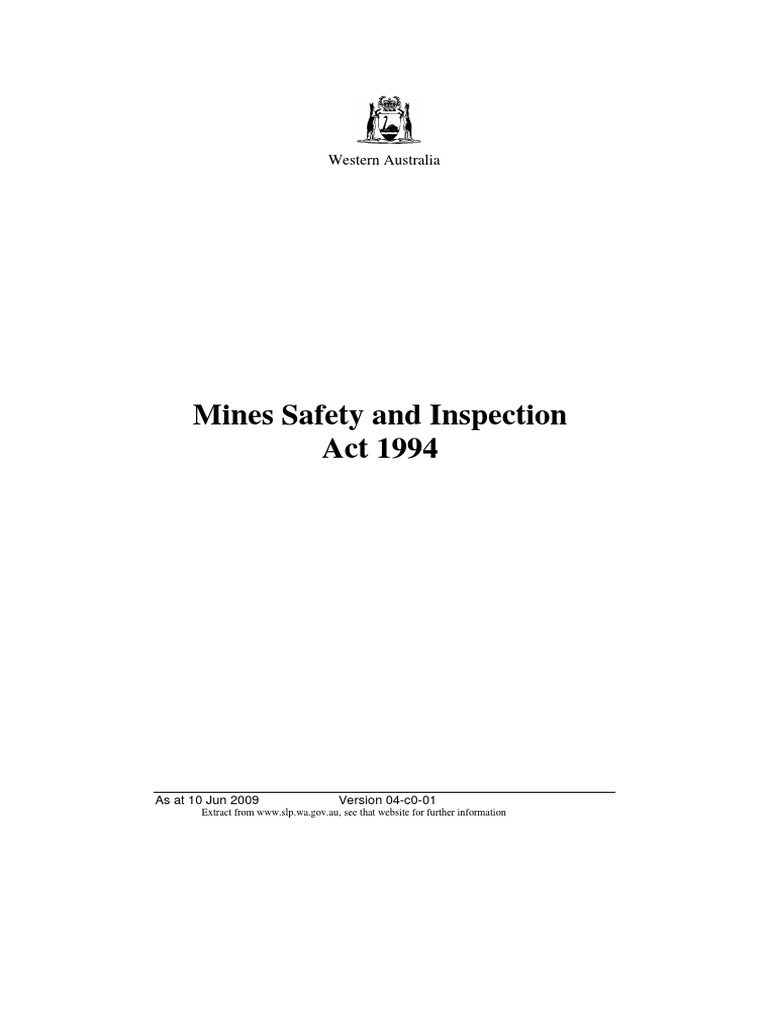 Mine Safety Act 1994 Pdf Mining Occupational Safety And Health
