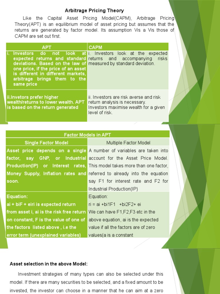 Arbitrage Pricing Theory | PDF | Capital Asset Pricing Model | Investing