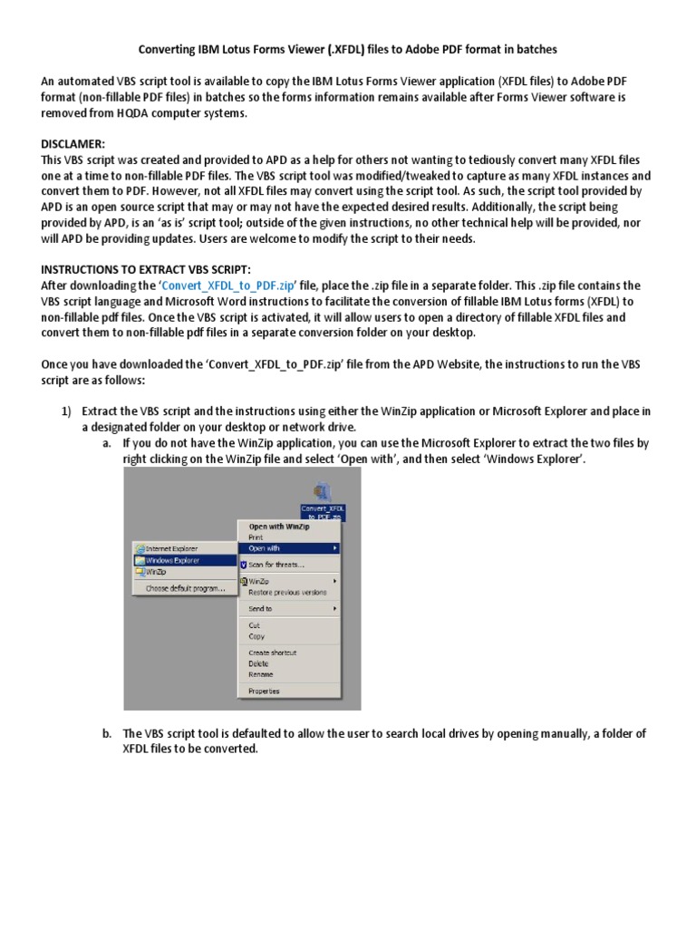 Convert XFDL To PDF Zip Converting IBM Lotus Forms Viewer