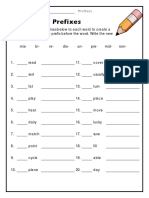 Prefixes: Mis-Bi - Re - Dis - Un - Pre - Mid - Non