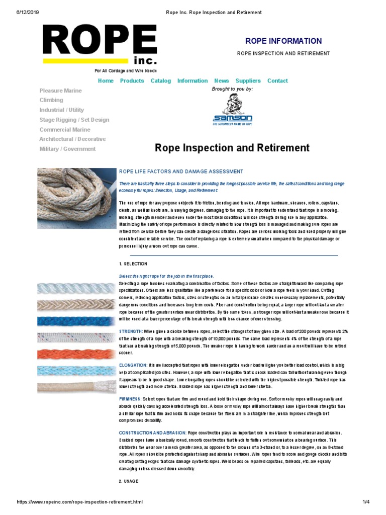 Rope Inspection and Retirement Guide | PDF | Rope | Knot