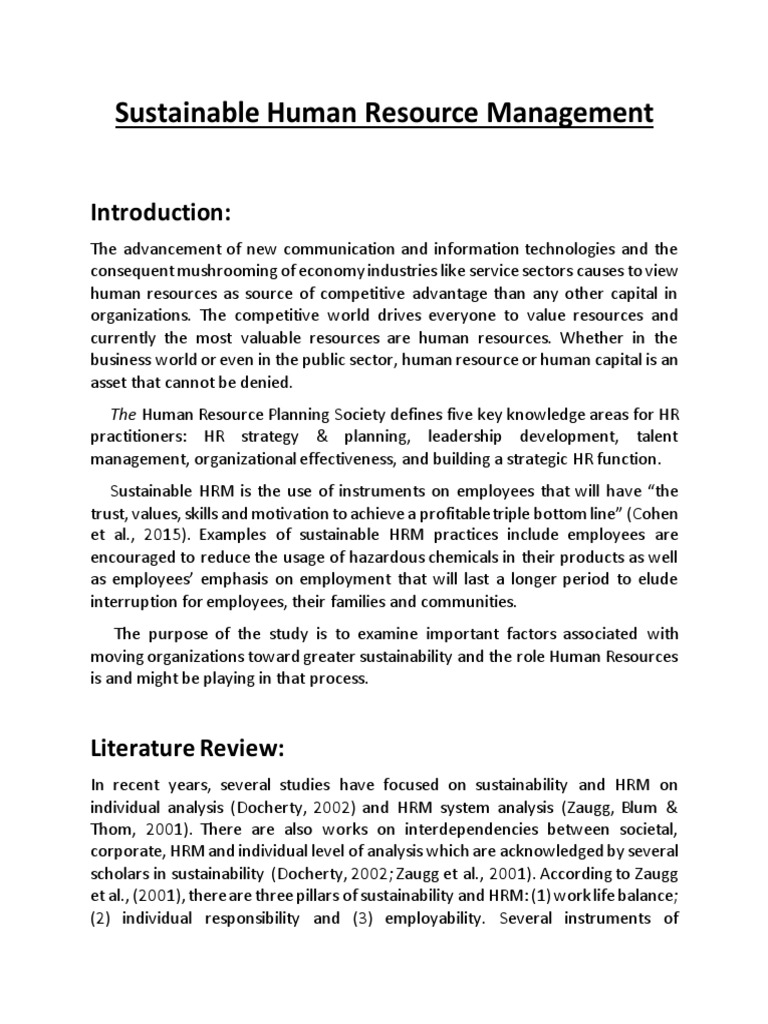 Sustainable Human Resource Management 1 | PDF | Human Resource ...