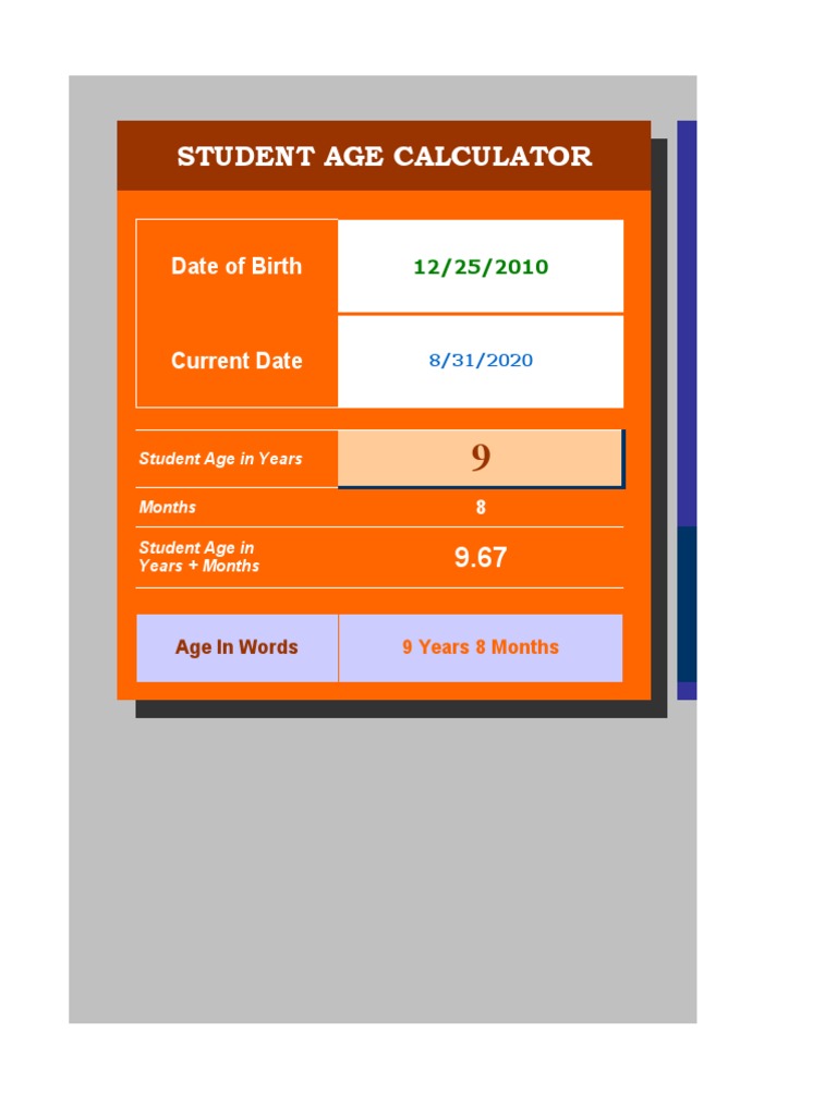 Deped Club Student Age Calculator For Ms Excel Versions Other Than 16