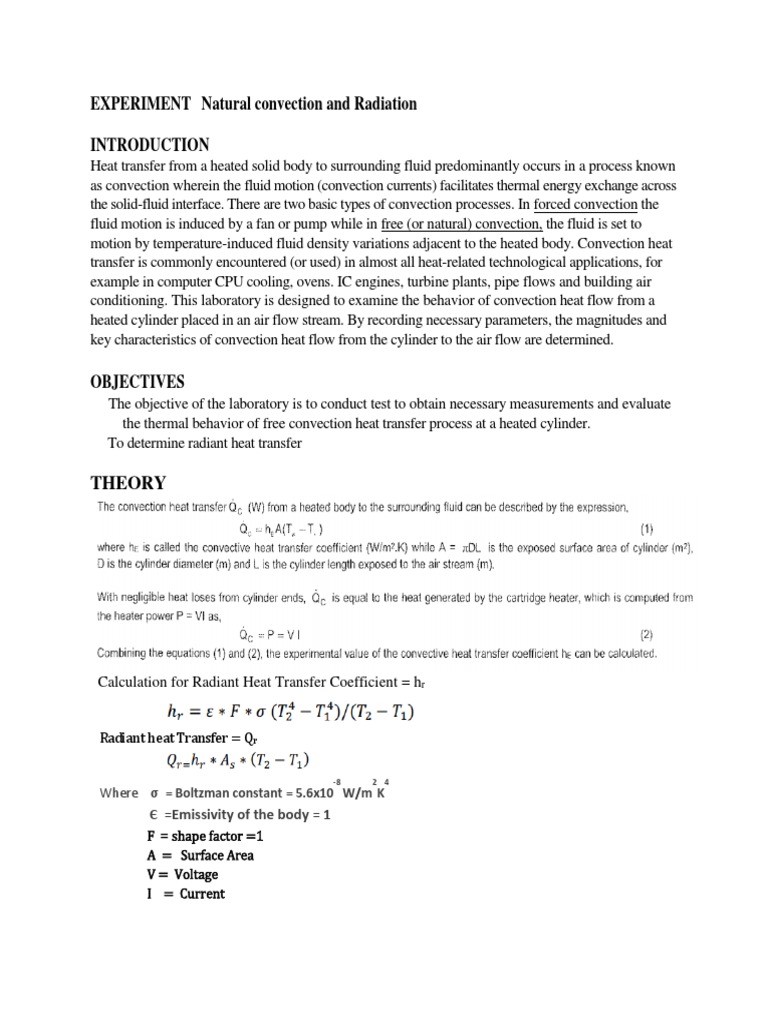 Natural Convection and Radiation Experiment | PDF | Heat Transfer ...