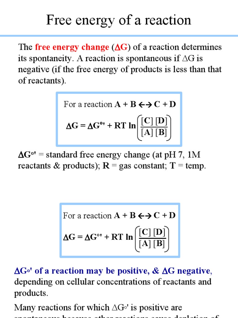 Free Energy of A Reaction | PDF | Adenosine Triphosphate | Nicotinamide ...