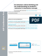 Correlation Between Critical Thinking and Conceptual Understanding of Student's Learning Outcome in Mechanics Concept