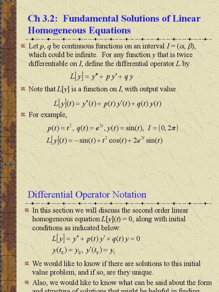 Linear Homogeneous Equations | PDF | Equations | Function (Mathematics)