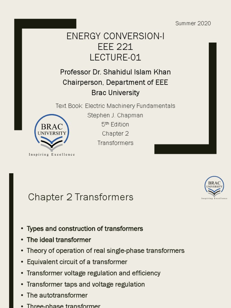 Lec 1 EEE 221 Summer 2020 SIK PDF | PDF | Transformer | Inductor