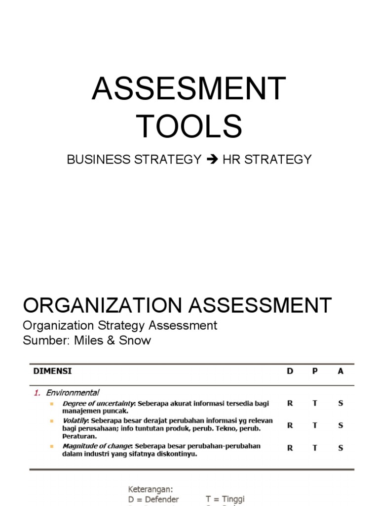 Assesment Tools: Business Strategy HR Strategy | PDF | Career & Growth ...