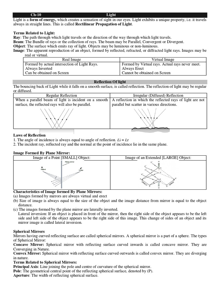 Properties and Behavior of Light | PDF | Reflection (Physics ...