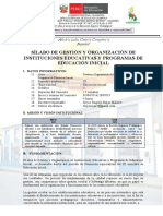 Sílabo de Gestion y Organizacion de Instituciones Educativas y Programas de Educacion Inicial