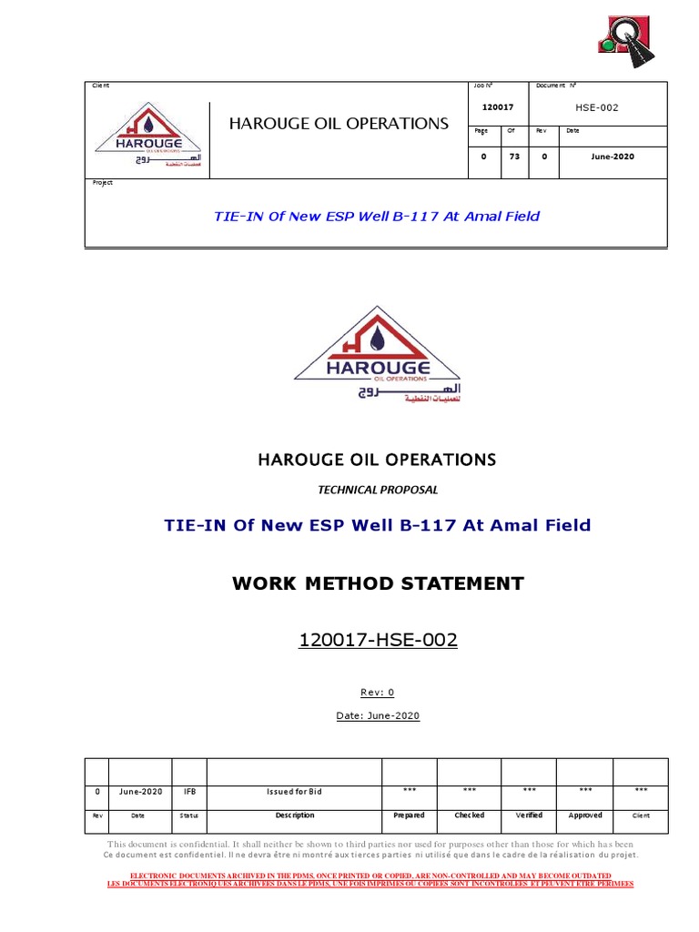 Hs-Hoo-Tp-120017-Hse-Pl-02 Work Method Statement | PDF | Specification ...