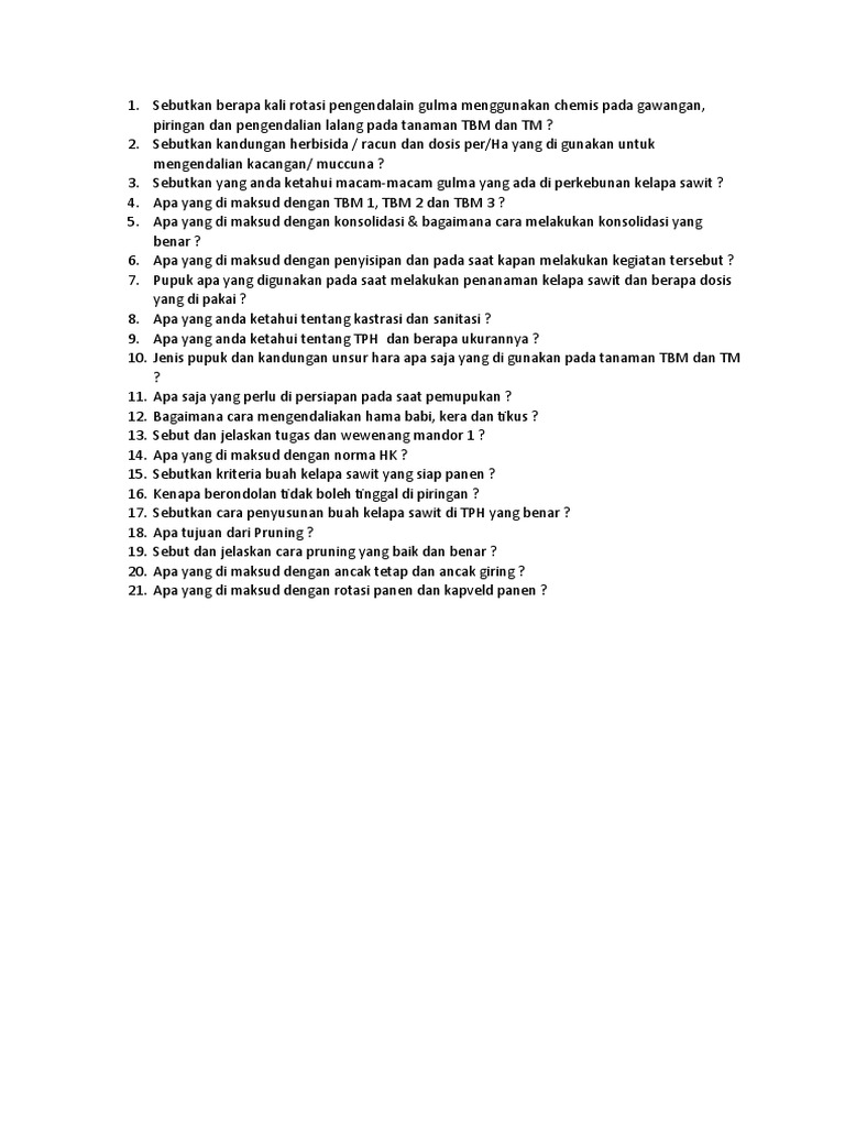 Soal Test Mandor 1