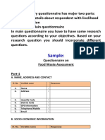 Sample:: Questionnaire On Food Waste Assessment Part-1