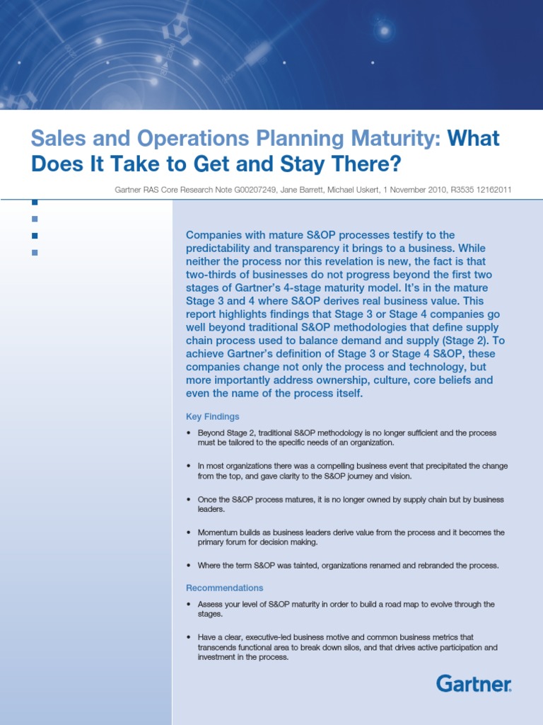 Gartner S Op Maturity Pdf Inventory Supply Chain