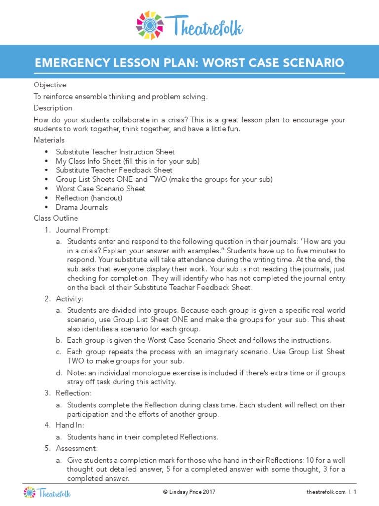 12 Days of Theatrefolksmas ELP-Worst-case-scenario | PDF | Lesson Plan ...