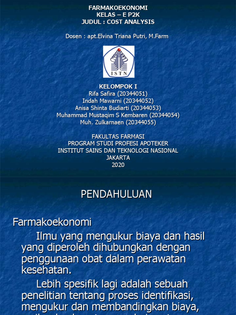 FARMAKOEKONOMI Cost Analisis 1 | PDF | Pengembangan Diri